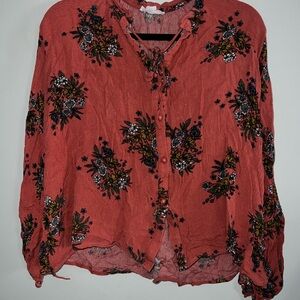 Love Riche Rust Floral Embroidered Blouse